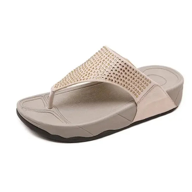 Comfortabele dames platform slippers met strass – Geneva