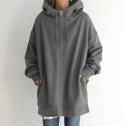 Oversized Dames Hoodie met Rits en Capuchon – Meliora