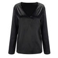 Satijn dames blouse met diepe V-hals & lange mouwen - Daria