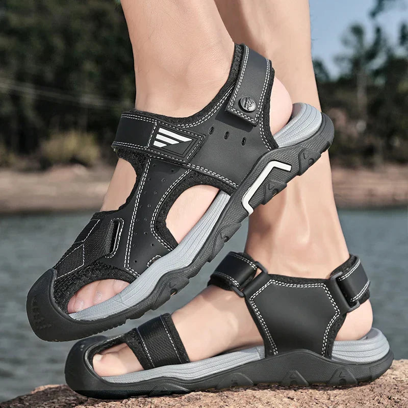 Comfortabele antislip leren sandalen voor heren – Ideaal voor senioren
