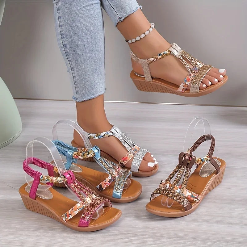 Comfortabele dames orthopedische sleehak sandalen met een zachte zool - Marla