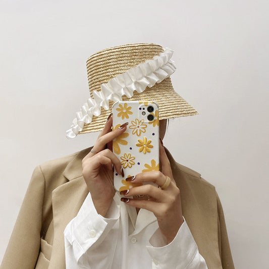 Vlechtzomerhoed met plooien en strepen – BreezyStripes