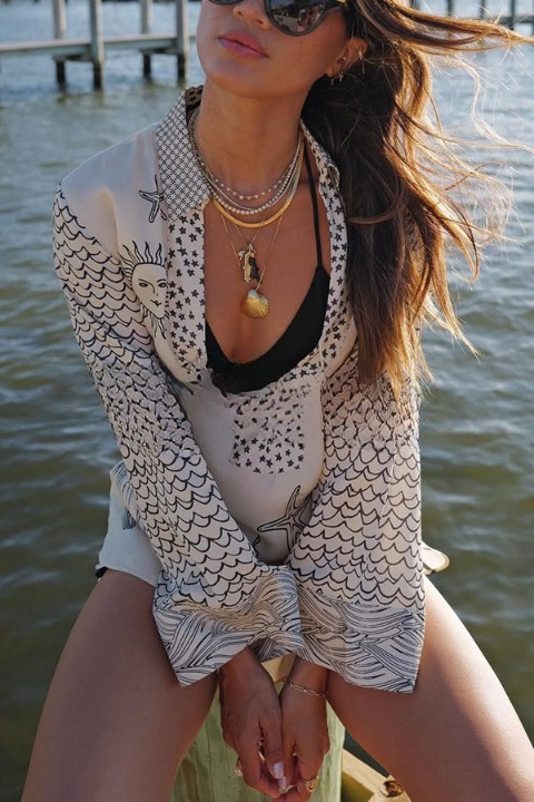 Satijn zomer shorts set met blouse - Talia