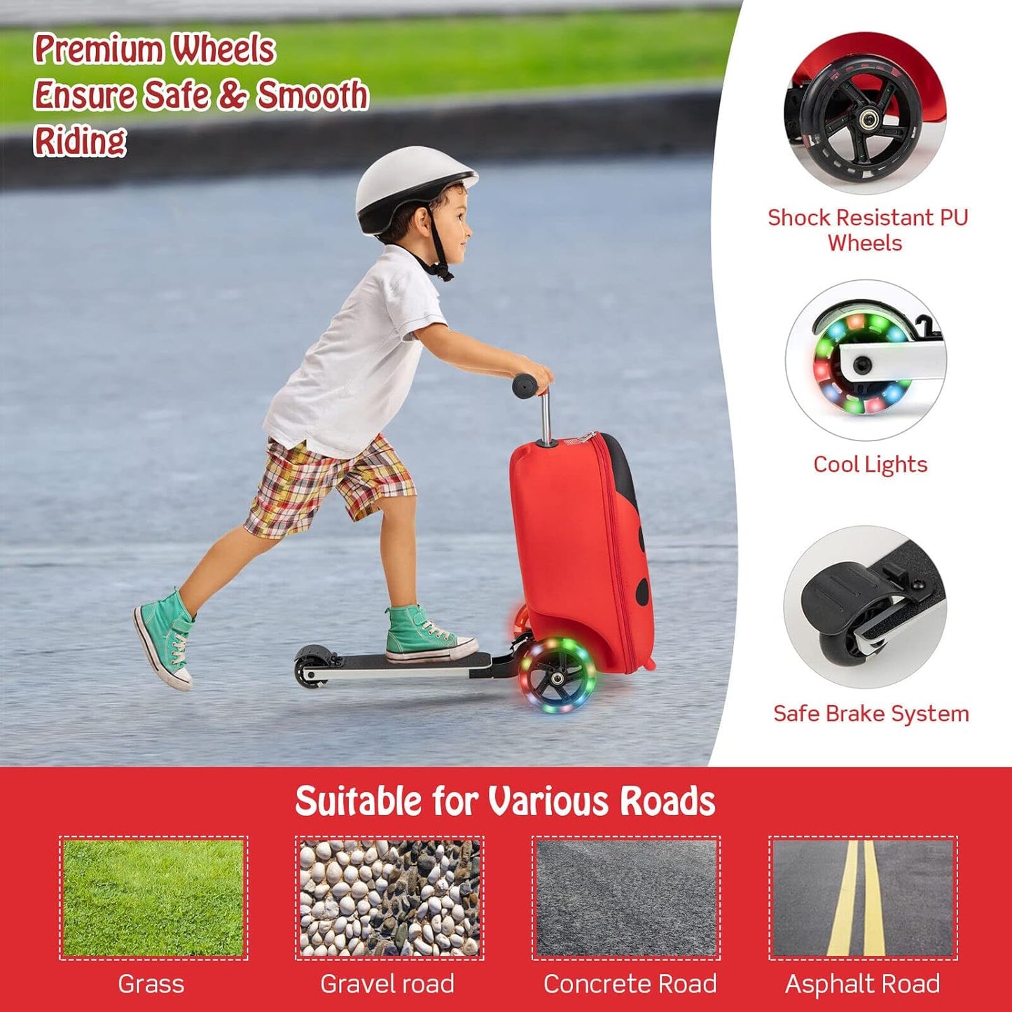 2-in-1 Step Kinderkoffer met LED Wielen