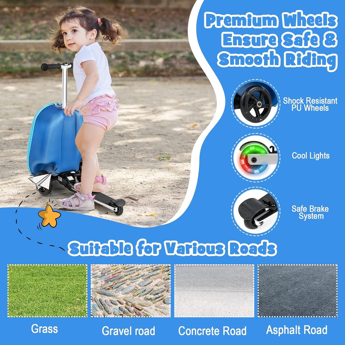 2-in-1 Step Kinderkoffer met LED Wielen