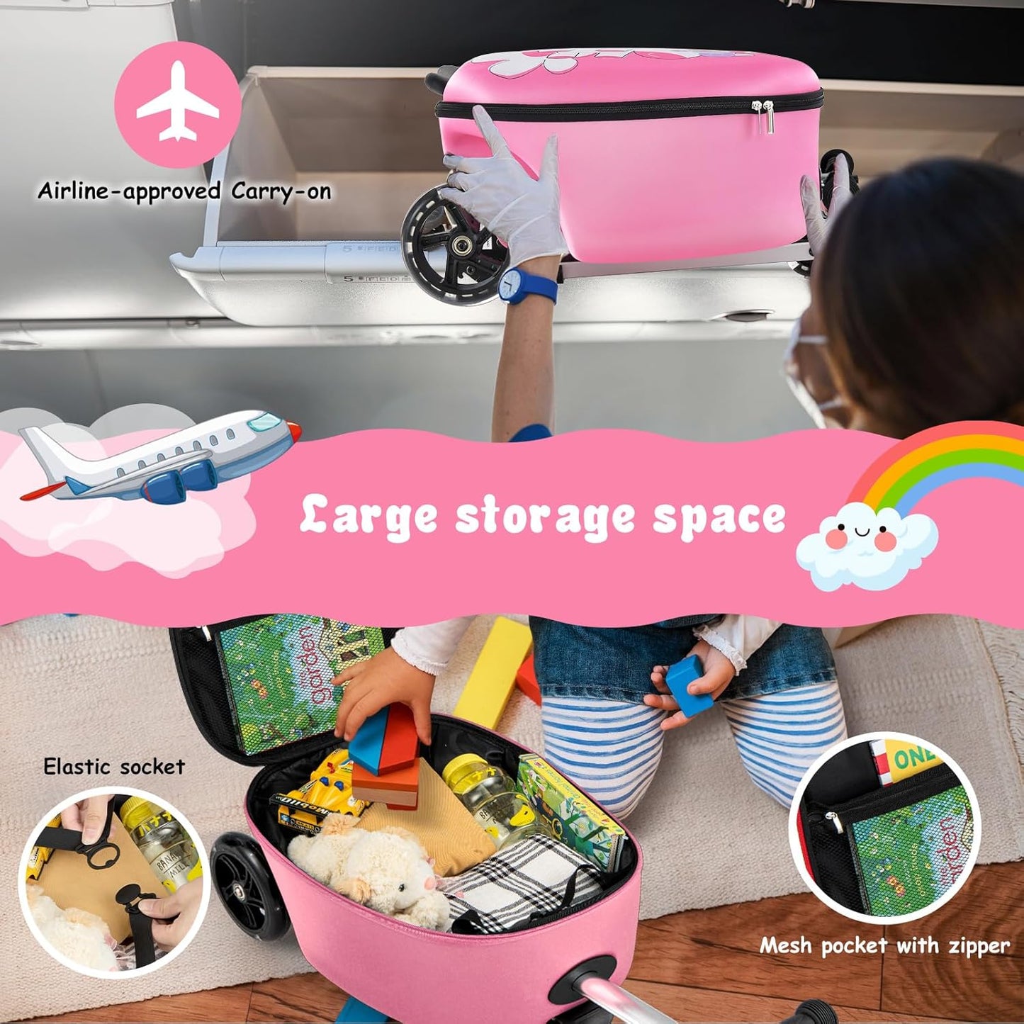 2-in-1 Step Kinderkoffer met LED Wielen