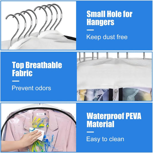 Transparante Kledinghoezen met Inzetstukken – 3-Pack Opberghoezen met Zijrits (1 Kopen, Krijg 1 GRATIS)