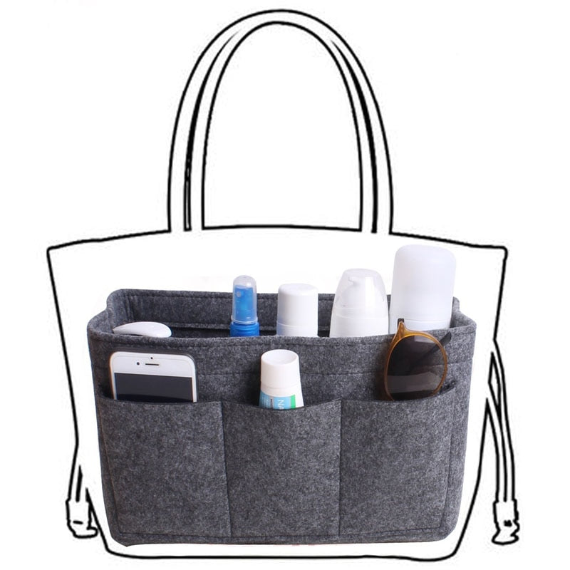 Vilt Handtas en Make-Up Organiser Inzet – 1 Kopen, 1 GRATIS Multi-Vakken Handtas Opslag