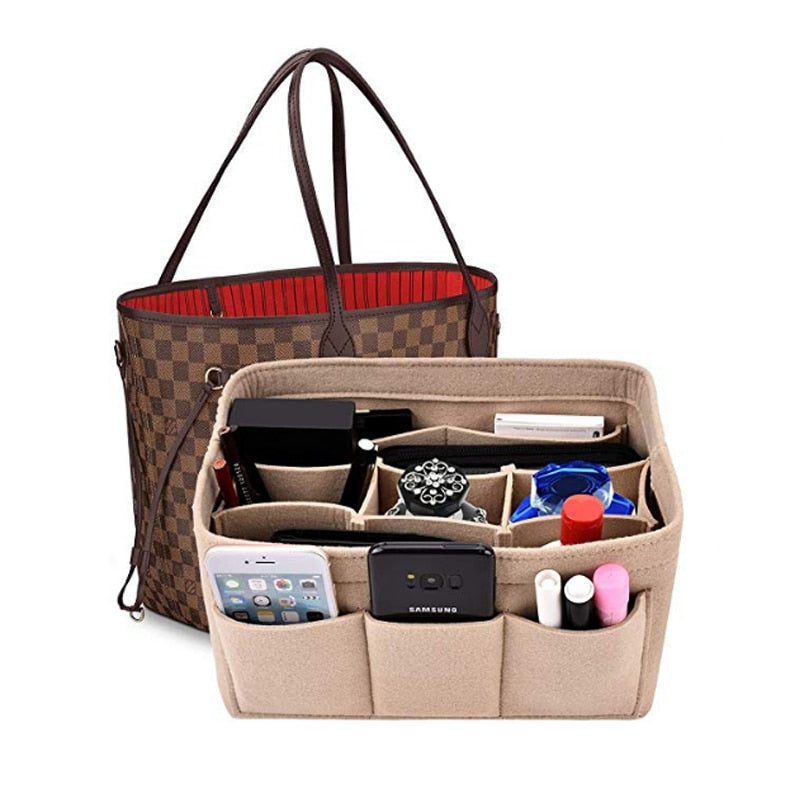 Vilt Handtas en Make-Up Organiser Inzet – 1 Kopen, 1 GRATIS Multi-Vakken Handtas Opslag