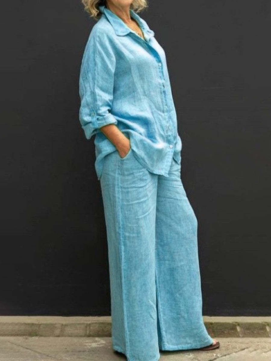 Tweedelige katoen-linnen dame zomerset – Linora