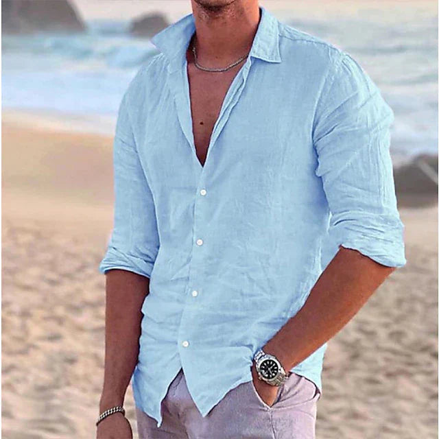 Luxe heren linnen shirt met lange mouwen - Milan