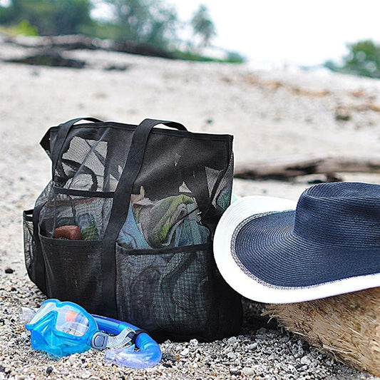 Vouwbare Mesh Strandtas met 9 Vakken voor Gezinsdagen