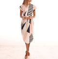 Trendy Asymmetrische Dames Midi-jurk met Print en Tailleband – Elira