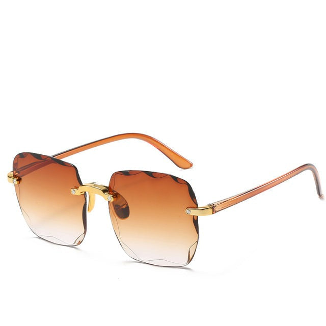 Trendy Vintage Randloze Zonnebril met UV400-Bescherming - Clea