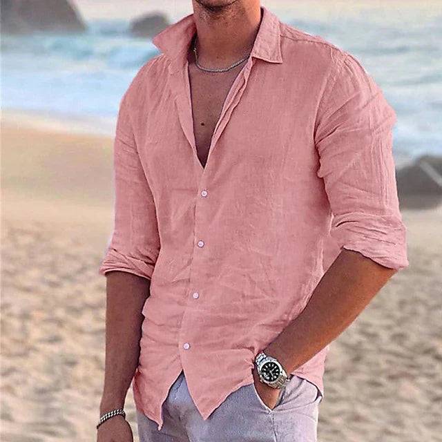 Luxe heren linnen shirt met lange mouwen - Milan
