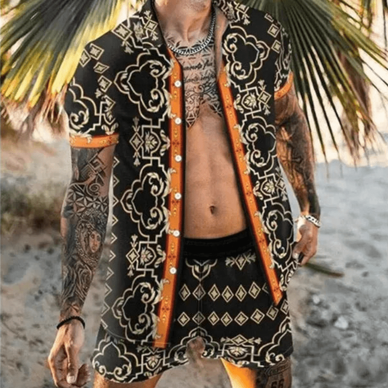 Tweedelige heren zomerset met patchworkprint – Malik