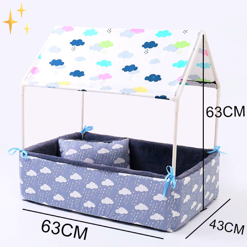 Overdekte Fleece Slaap Mand met Dakje en Kussentje