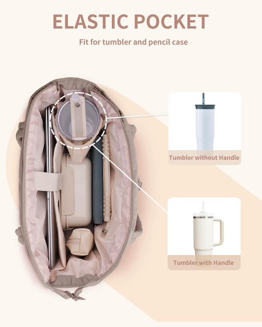 Gewatteerde Puffer Schoudertas met Bekerhouder & Laptop Sleeve voor Reizen en Werk