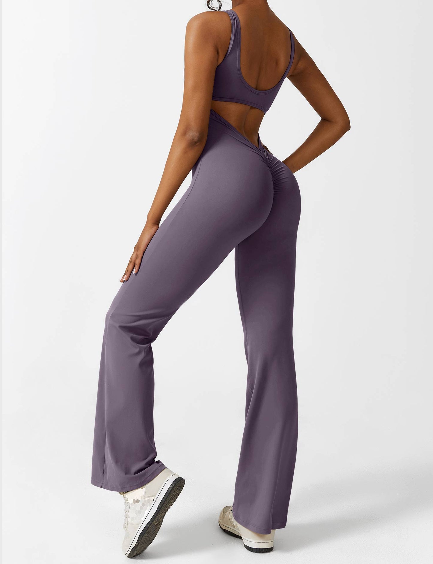 Rugvrije Jumpsuit met Uitlopende Broekspijpen - Liv
