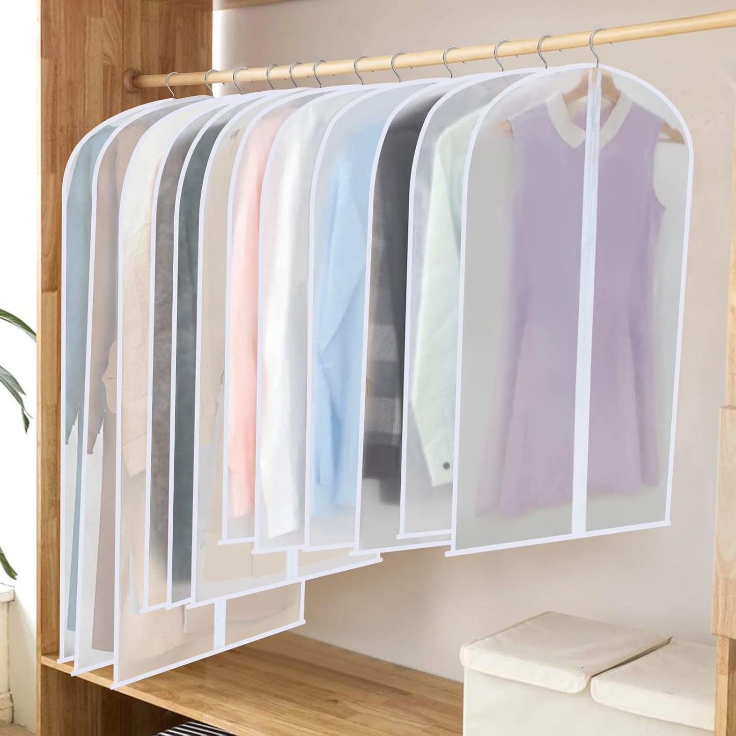 PEVA Kledinghoes Set – 12-Pack Hangende Kledinghoezen in 3 Maten (1 Kopen, Krijg 1 GRATIS)