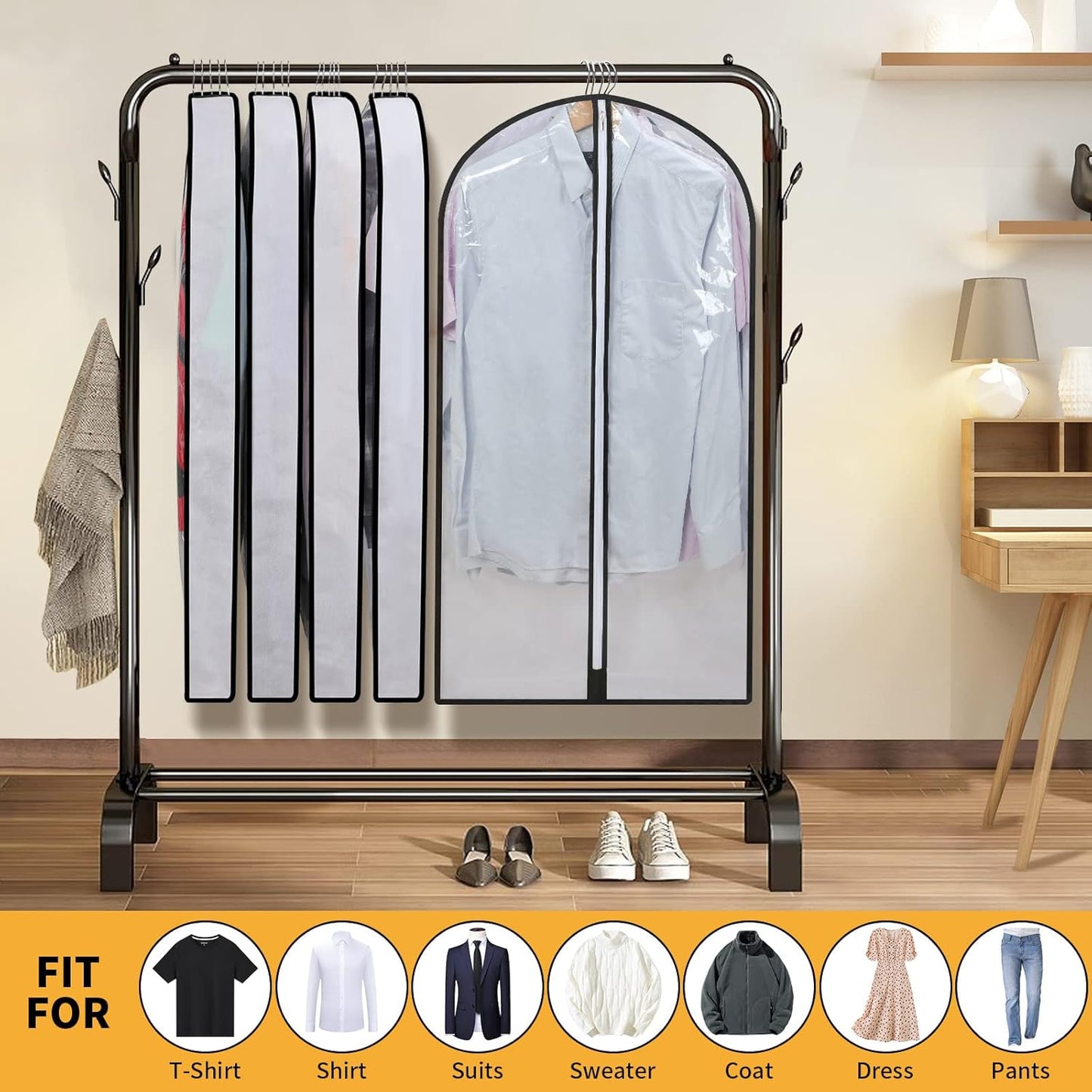 PEVA Kledinghoes Set – 12-Pack Hangende Kledinghoezen in 3 Maten (1 Kopen, Krijg 1 GRATIS)