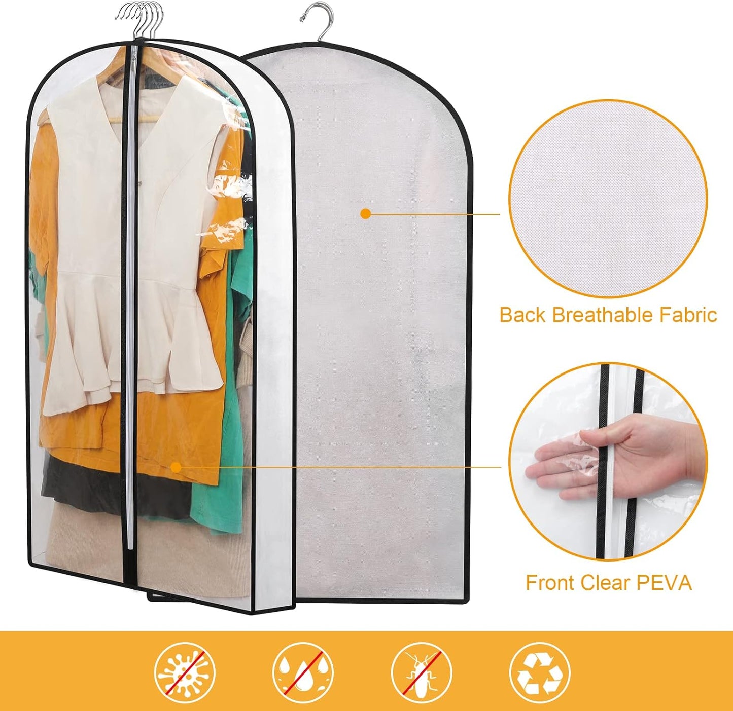 PEVA Kledinghoes Set – 12-Pack Hangende Kledinghoezen in 3 Maten (1 Kopen, Krijg 1 GRATIS)