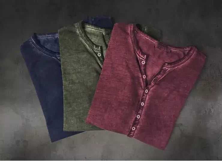 Heren Casual Henley Shirt Lange Mouwen