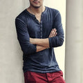 Heren Casual Henley Shirt Lange Mouwen