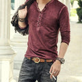 Heren Casual Henley Shirt Lange Mouwen