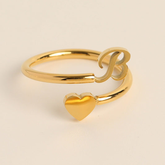 Initial Heart Ring | Letter Ring