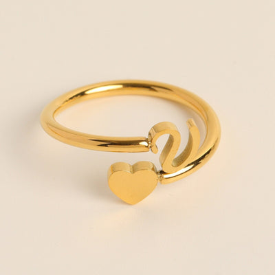 Initial Heart Ring | Letter Ring