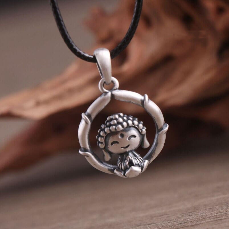 Zilveren Lotus Boeddha Hanger