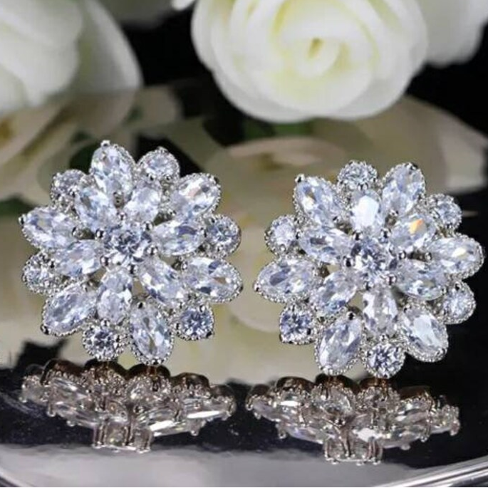 Bloeiende Kristallen Bloem Oorbellen