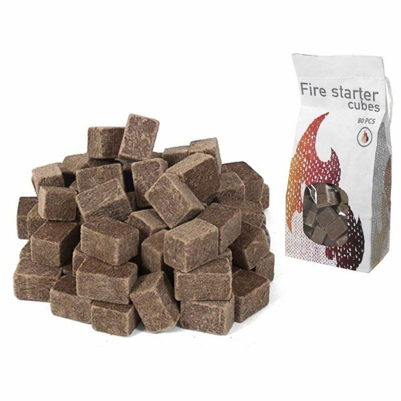 Aanmaakblokjes – Geurvrij – Lange Brandduur – 80 Stuks – Veilig – Hout en Paraffine - Bruin