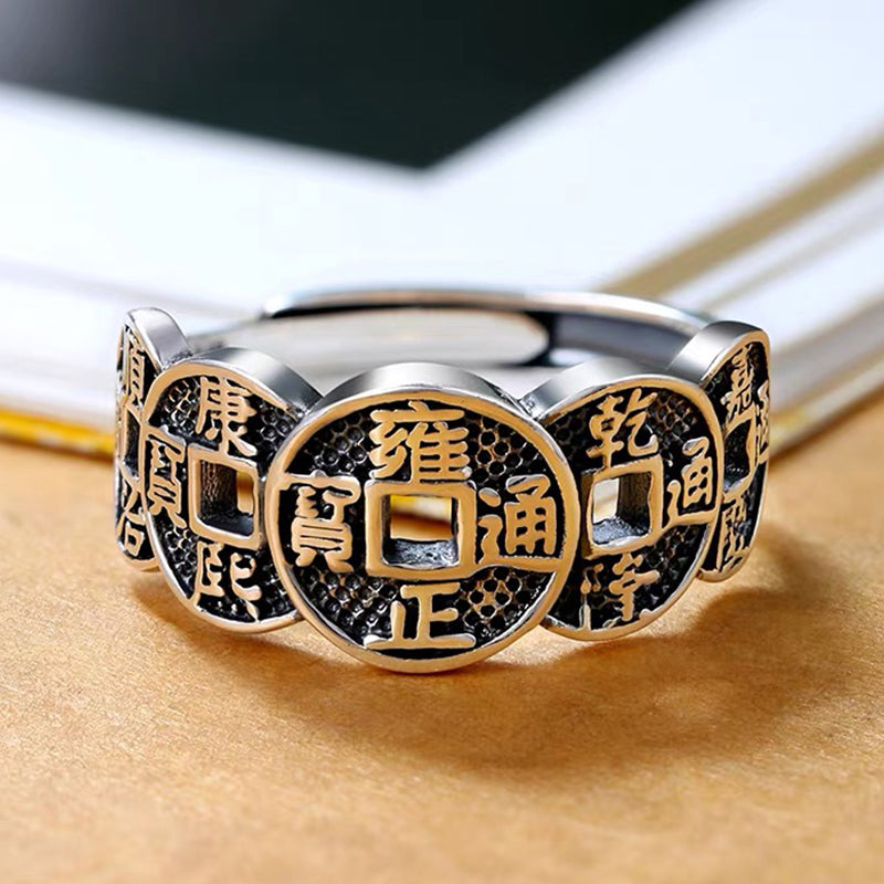 Vijf Keizers Munten Auspicious Ring