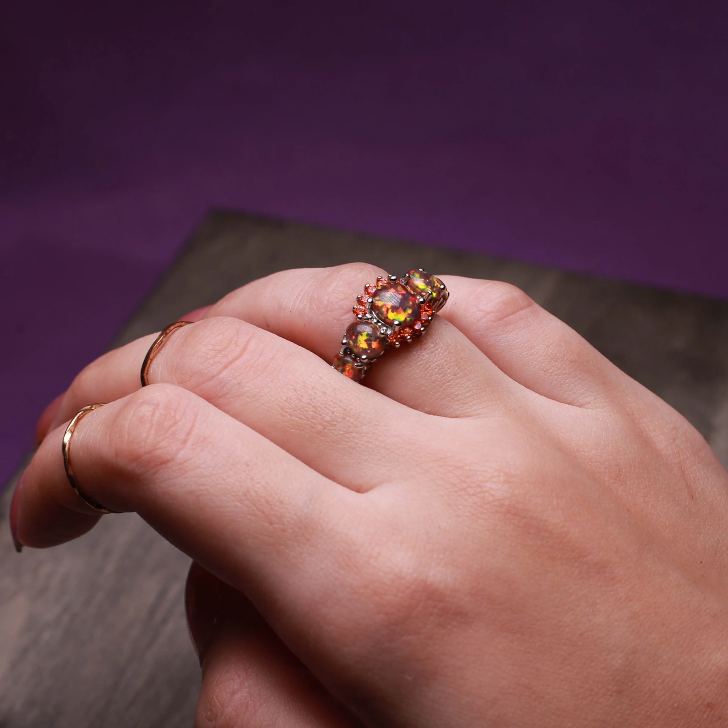 Oranje Fire Opal Ring