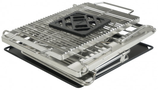 Acecamp Houtskoolbarbecue - 35,5 X 35,5 X 33 Centimeter - Uitneembaar Rooster - Handgrepen - Opvouwbaar - Zilver