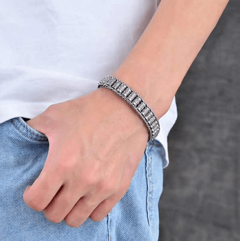 Verzilverde Plated Gebedswiel Armband