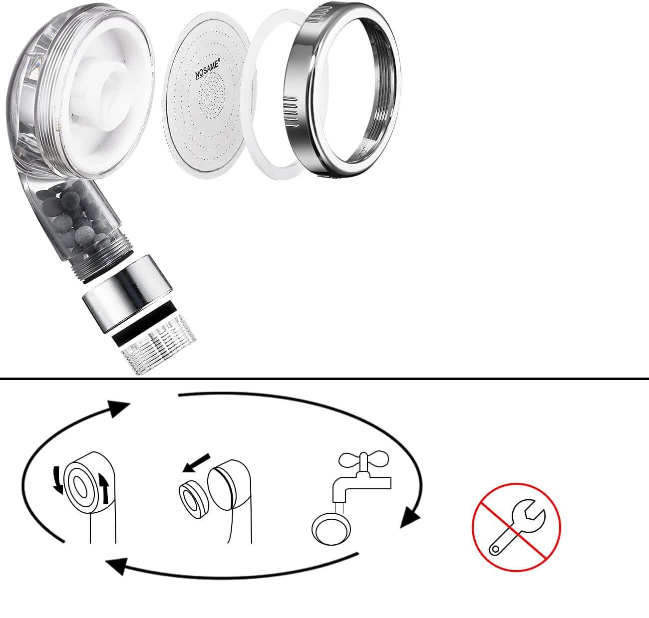 Eco Douchekop | Filtert het water automatisch