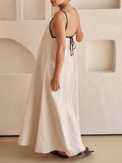 Trendy A-Lijn Feestjurk met Bandjes en Contrastdesign - Zoey