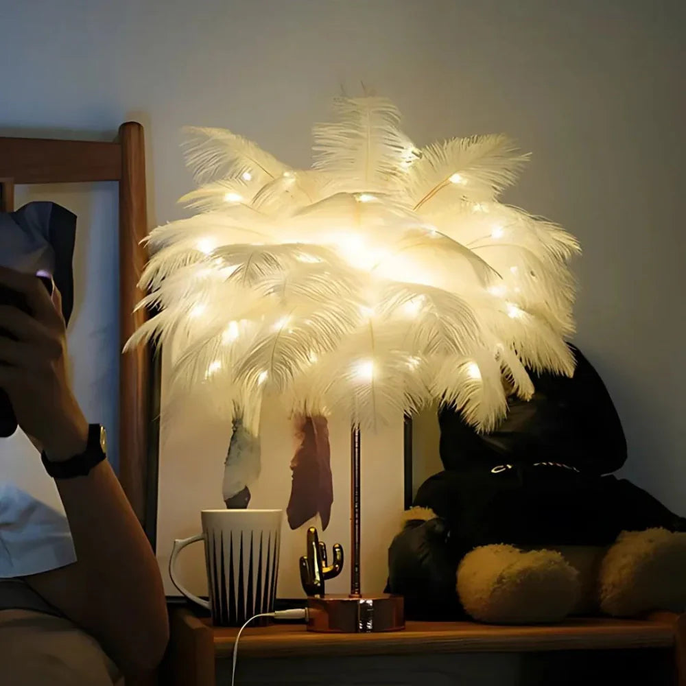 Sfeervolle Veer Palmboom Lamp - LumaPalm