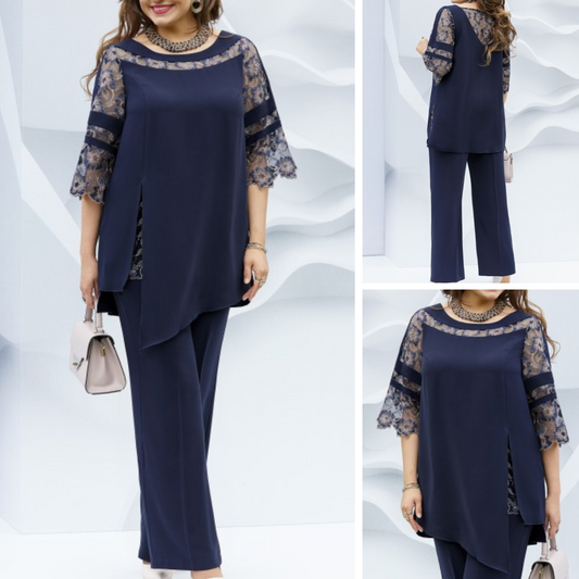 Tweedelige Donkerblauwe Damesset – Isaline