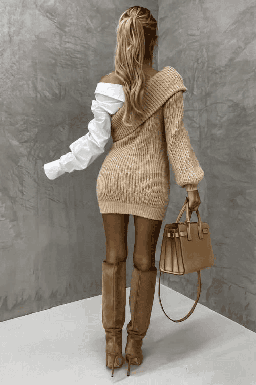 Gebreide jurk met vastgenaaide blouse – Elodie