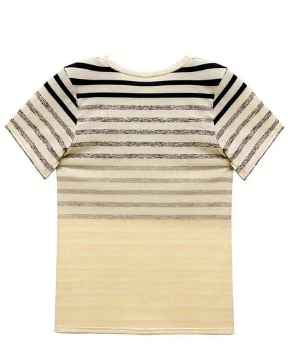 Gestreept dames T-shirt met ronde hals en kleurverloop – Melia
