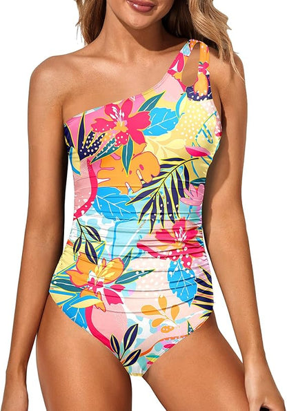 Dames Badpak met One-Shoulder Ontwerp en Buikcontrole – Valeria