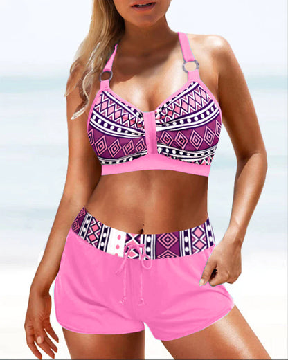 Bikini met Hoge Taille en Geometrisch Patroon – Serena