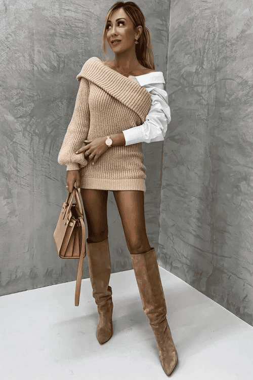 Gebreide jurk met vastgenaaide blouse – Elodie