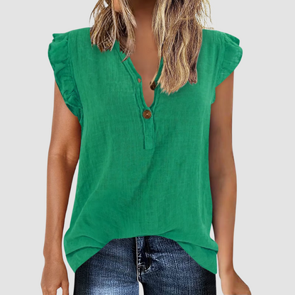 Losse Dames Zomerblouse met Knoopsluiting - Léa