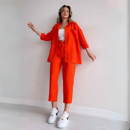 Lichte Tweedelige Linnen Dames Set - Camille