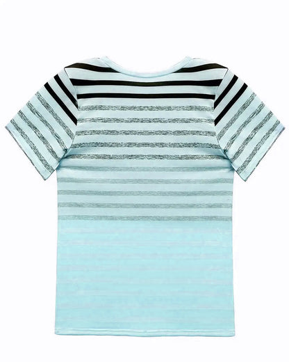 Gestreept dames T-shirt met ronde hals en kleurverloop – Melia